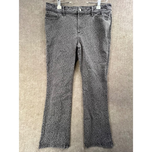 Lee Riders Womens Jeans Size 18 Medium Gray Leopard Print Straight Leg Denim - Picture 1 of 9